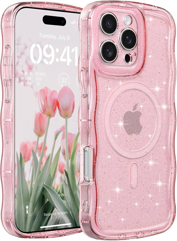 FABSPARK Case for iPhone 16 Pro Max,Compatible with MagSafe,Magnetic Clear Curly Wavy Frame Wave ... | Amazon (CA)