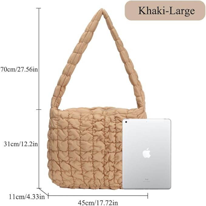 JQWSVE Women's Quilted Bag Large Puffer Tote Bag Lightweight Padding Shoulder Bag Quilted Tote Sa... | Amazon (US)