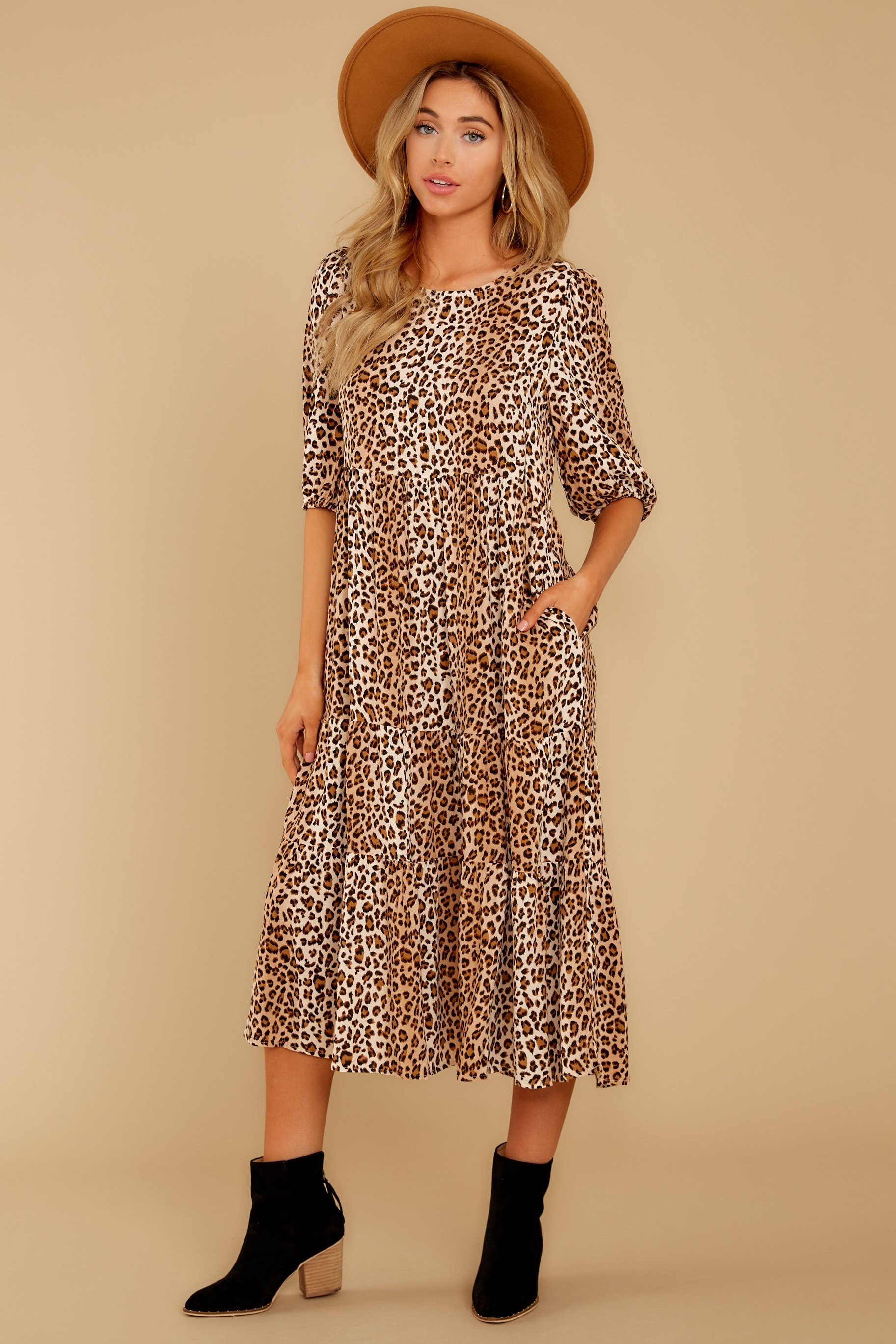 Wildly Obsessed Leopard Print Midi Dress | Red Dress 