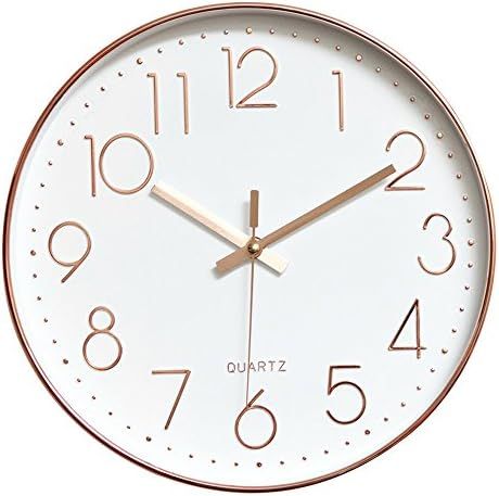 Amazon.com: Lucky Monet Modern Wall Clock Classic Wall Clock Non-Ticking Battery Operated 12” R... | Amazon (US)