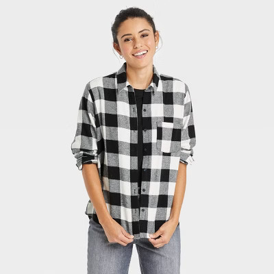 Women's Long Sleeve Flannel Button-Down Shirt - Universal Thread™ Plaid | Target