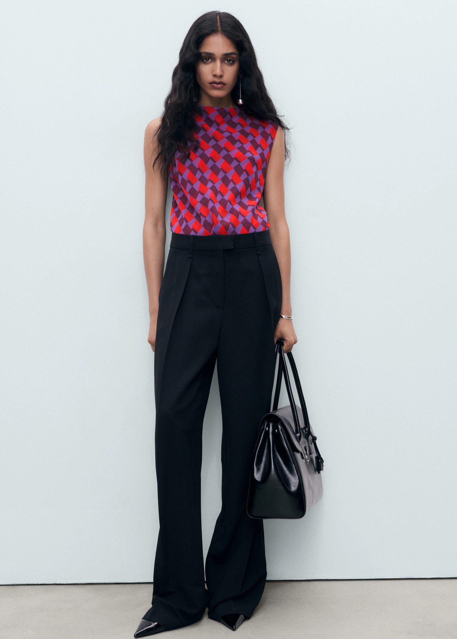 Printed blouse with draped collar - Women | MANGO USA | Mango (US/MX/AU)