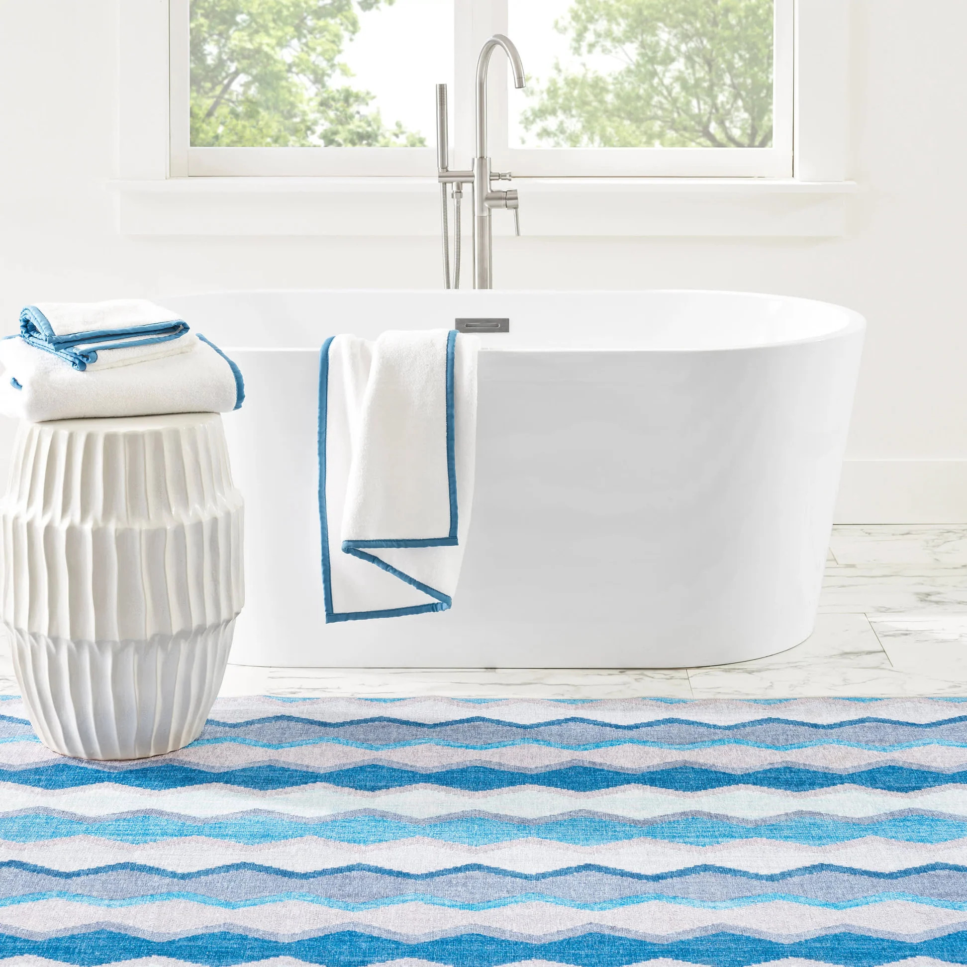 Safety Net Blue Machine Washable Rug | Annie Selke