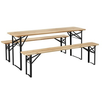 Outsunny 6' Portable Picnic Table and Bench Set, Outdoor Wooden Folding Camping Dining Table Set for Patio Garden Outdoor Activities | Target