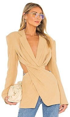 L'Academie Emmy Blazer in Tan from Revolve.com | Revolve Clothing (Global)