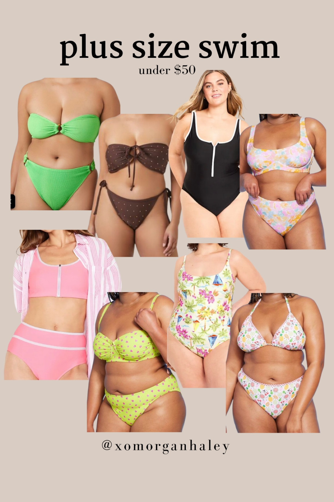 Affordable swimwear!! Plus size swim bikinis and one pieces under $50!! Target sizing - 1X top and X bottoms. ON sizing - xl 

#LTKfindsunder50 #LTKswim #LTKplussize