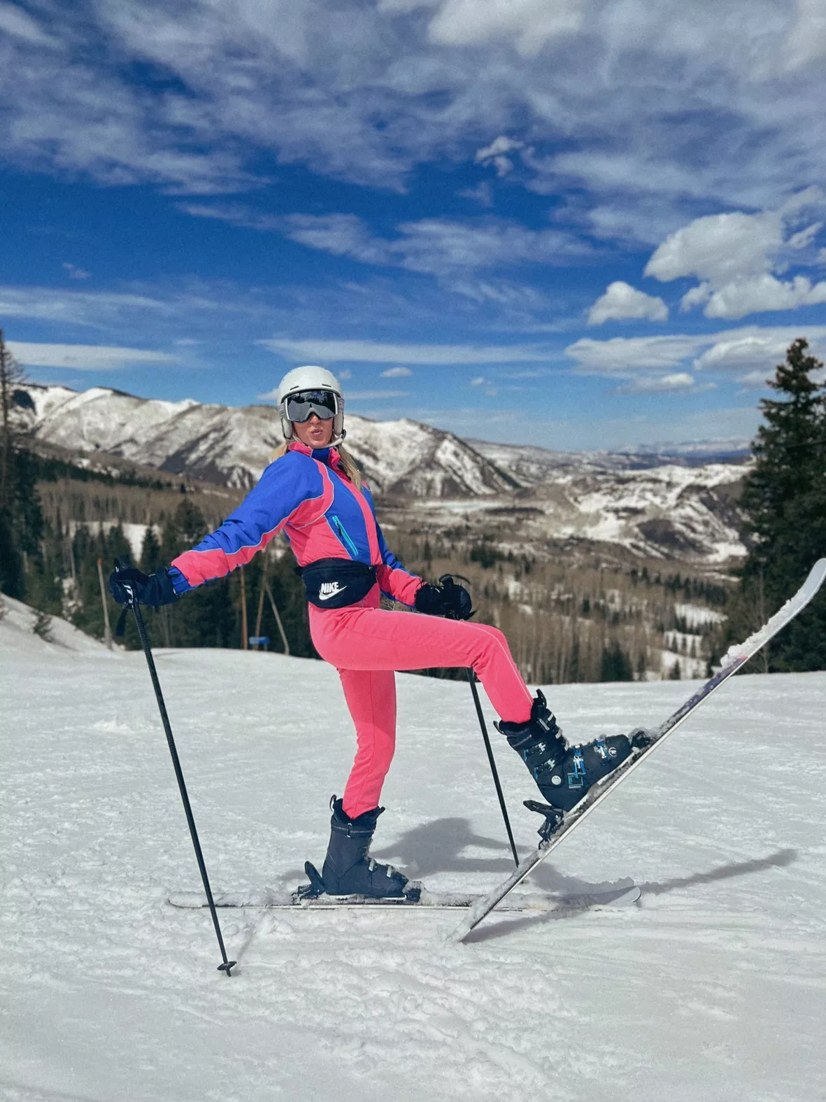 ASOS 4505 Petite ski belted ski suit with slim kick leg and faux