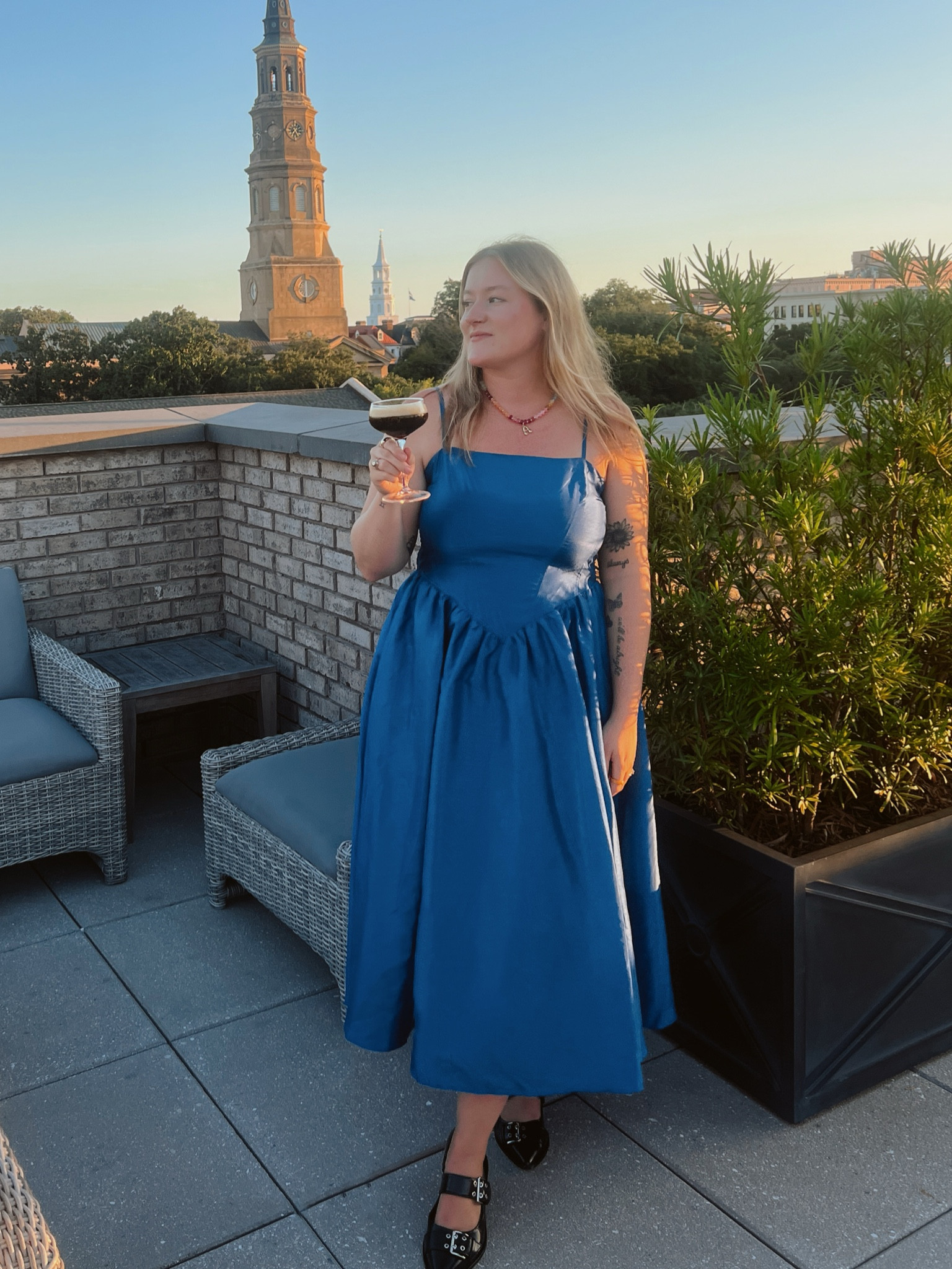 hutch midi dress, drop waist dress, blue dress, black buckled ballet flats, midsize style, summer outfit 

#LTKStyleTip #LTKMidsize