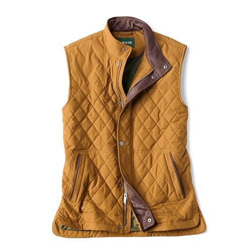 Orvis RT7 Quilted Vest for Men - Versatile Diamond-Quilted Thermoregulating Polyester Weave with Zip and Button Placket, Field Khaki - S | Amazon (US)