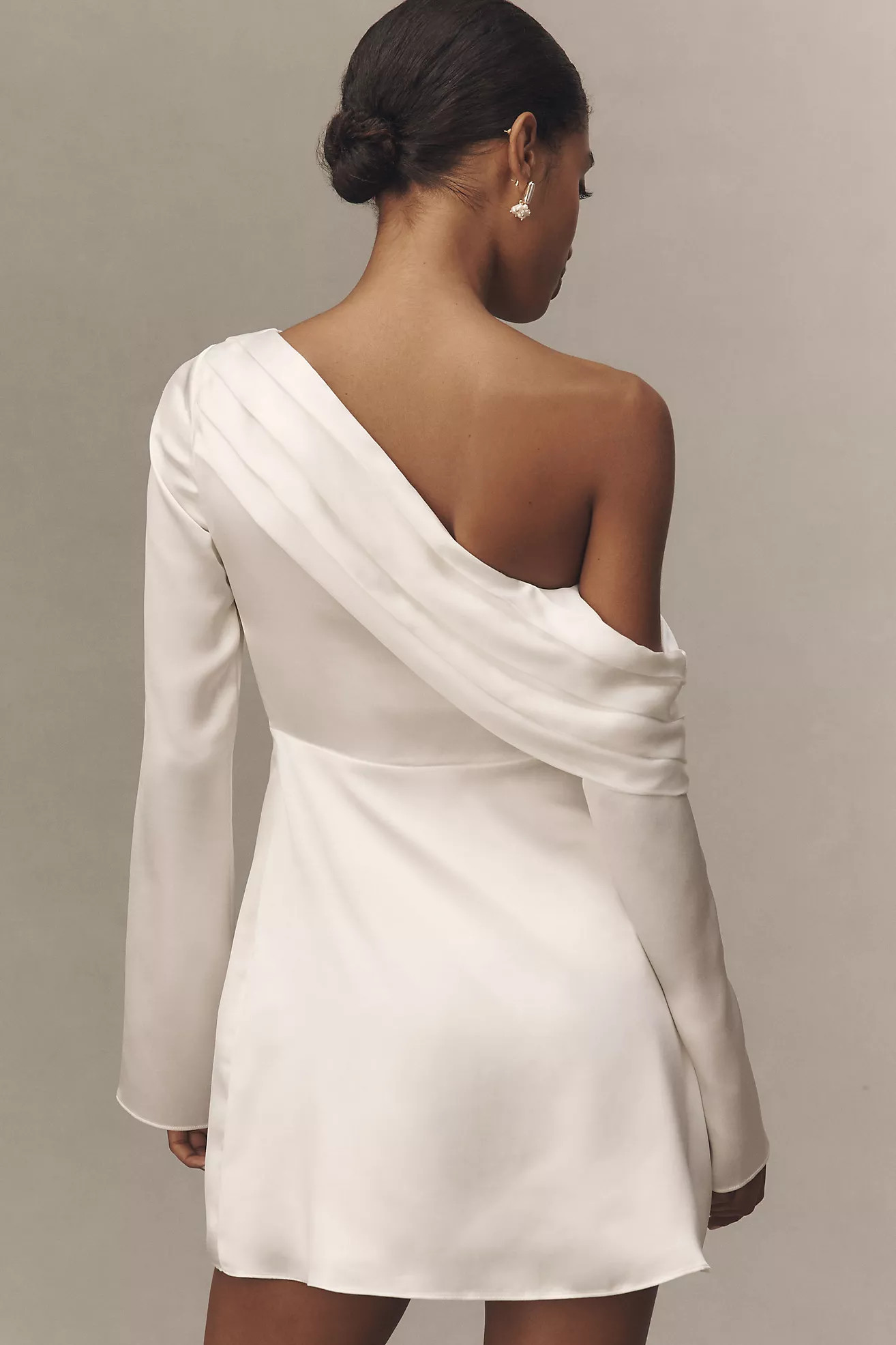 BHLDN Long-Sleeve Asymmetric Off-Shoulder Mini Dress | Anthropologie (US)
