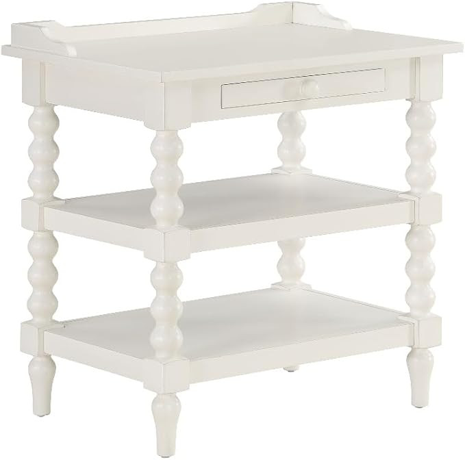 Averly Antique White Wood Turned Leg Storage Nightstand | Amazon (US)