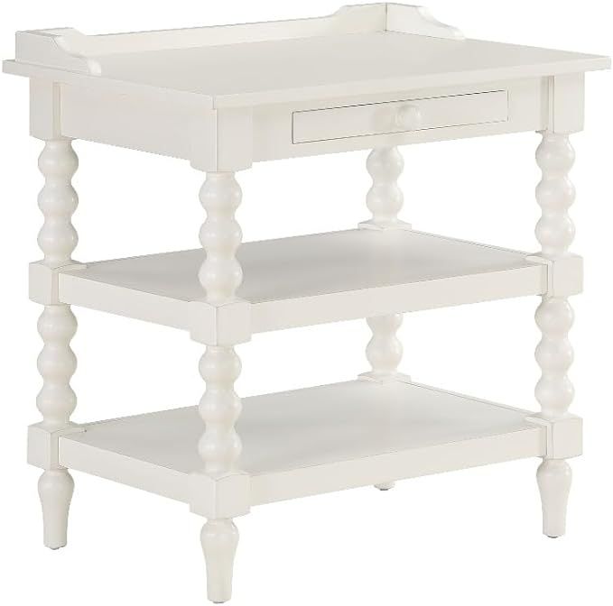 Comfort Pointe Averly Antique White Wood Turned Leg Storage Nightstand | Amazon (US)