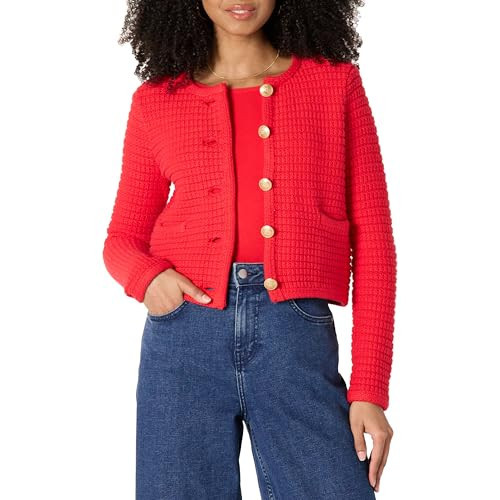 Amazon Essentials Women's Regular-Fit Midweight Cardigan Sweater, Bright Poppy Red, X-Large | Amazon (US)