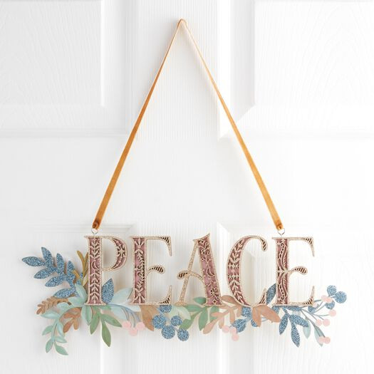 Laser Cut Wood Glittering Peace Wall Decor by World Market | World Market