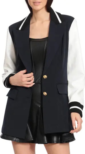 Avec Les Filles Mixed Media Varsity Blazer | Nordstrom | Nordstrom