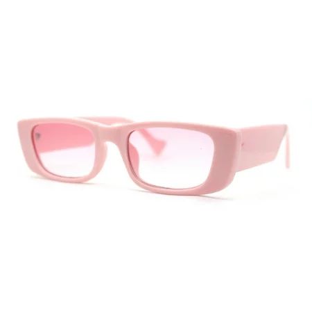 Pastel Pop Color Mod Narrow Rectangle Fashion Sunglasses Pink | Walmart (US)