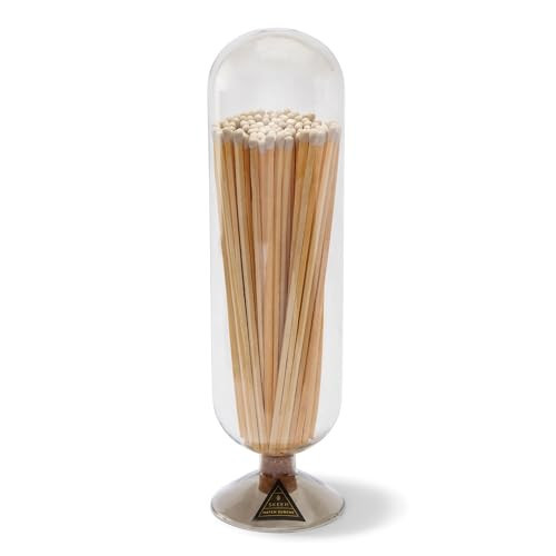 Skeem Fireplace Glass Match Cloche with Striker - Smoke - Includes 120 Long Matches - Perfect Candle Matches | Amazon (US)