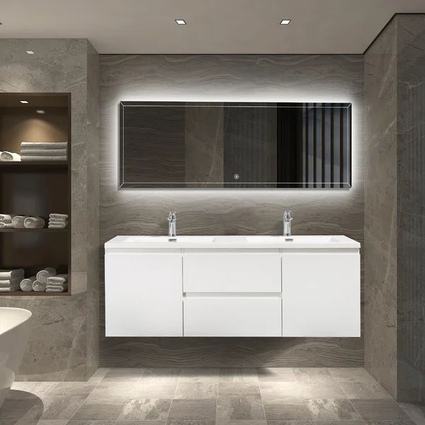Ameesha 60" Wall-Mounted Double Bathroom Vanity Set | Wayfair North America