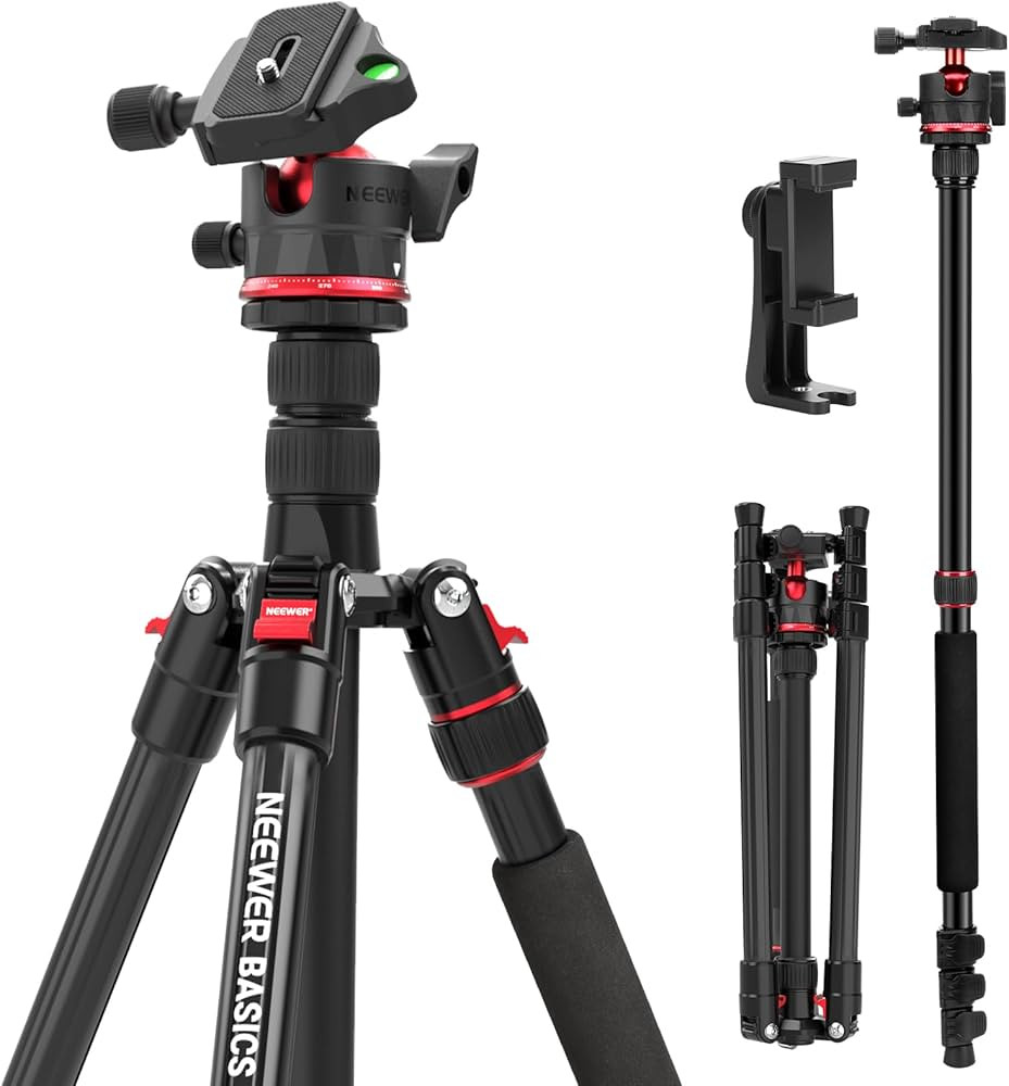 NEEWER Basics 72" / 182 cm Travel Tripod Monopod for Camera, Compact Lightweight Portable Video R... | Amazon (US)
