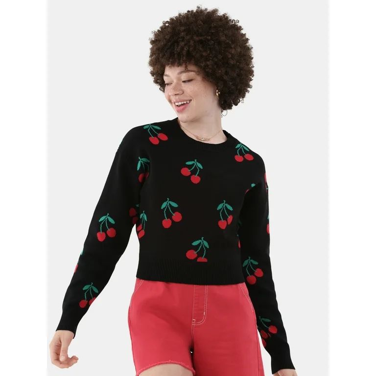 No Boundaries Jacquard Pullover Sweater, Midweight, Women’s Plus - Walmart.com | Walmart (US)