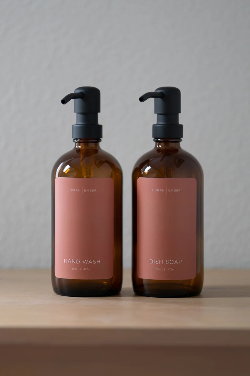 Minimalist Collection - Limited Edition Amber Glass Terracotta Hand Wash or Dish Soap Dispenser | Urban Ember