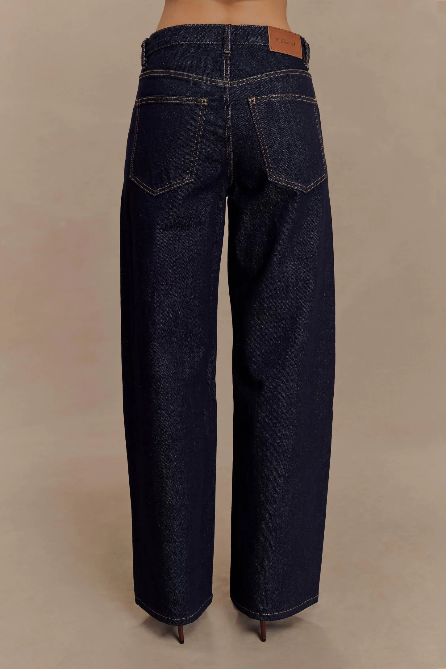 Mannon Mid Rise Denim Jeans - Washed Indigo Blue | Meshki UK