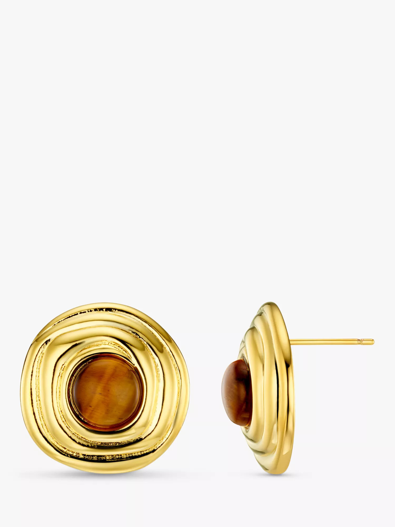 Semi-Precious Dome Stud Earrings, Tigers Eye | John Lewis (UK)