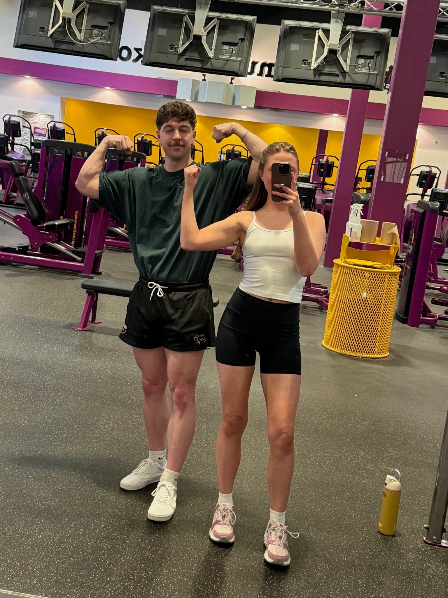 Wearing a size S in my Beyond Yoga Forever Tank (cloud white)
Abercrombie black bike shorts in size M
New Balance 530’s in rosewood/pink salt (I go up half size)
Amazon white crew socks and burgundy claw clip
Apple AirPods
Owala

Linked what I could of Cam’s outfit too!

#LTKfitnessgoals #LTKootd #LTKActive