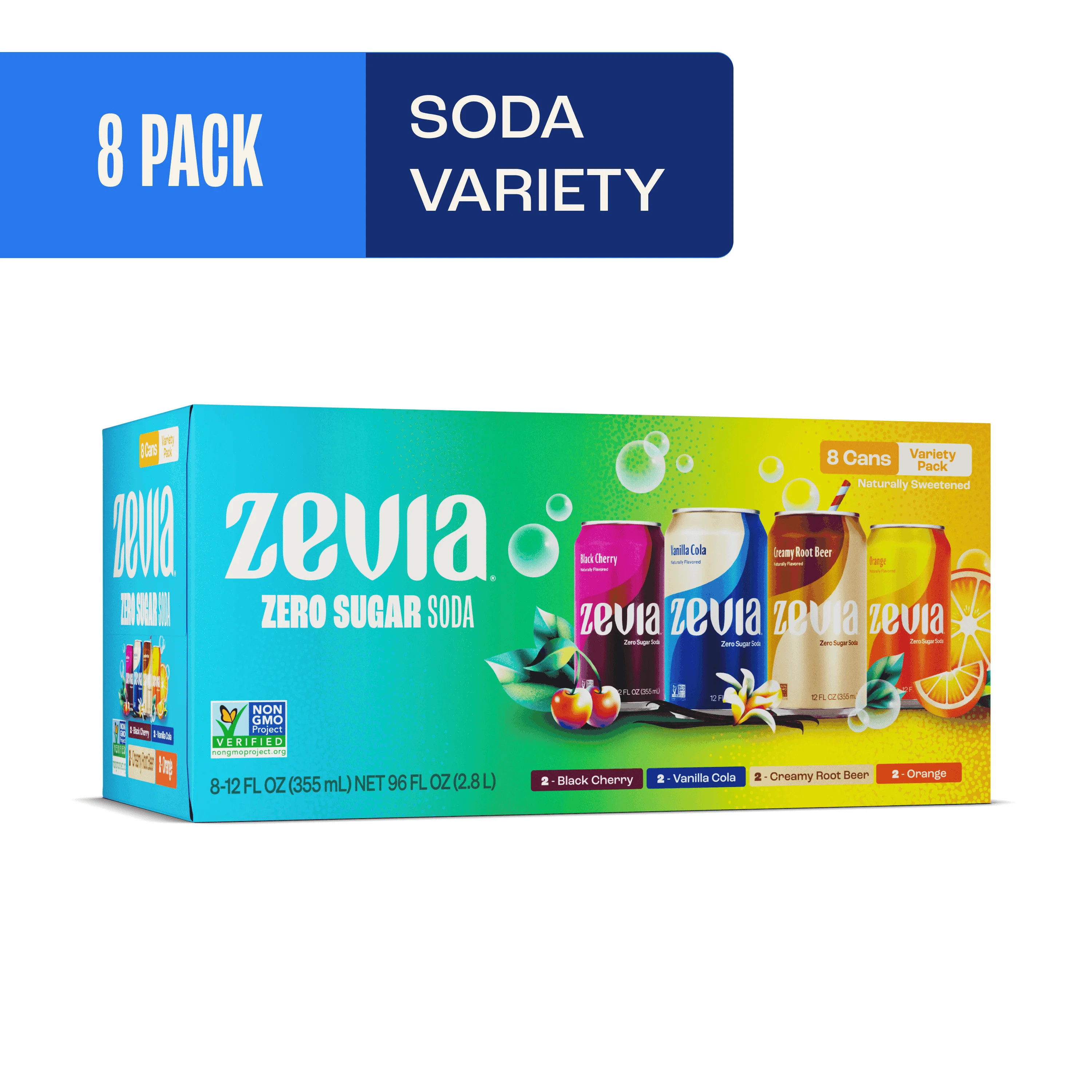 Zevia Zero Sugar, 0 Calorie Variety Soda, 12 fl oz, 8 Pack Cans | Walmart (US)