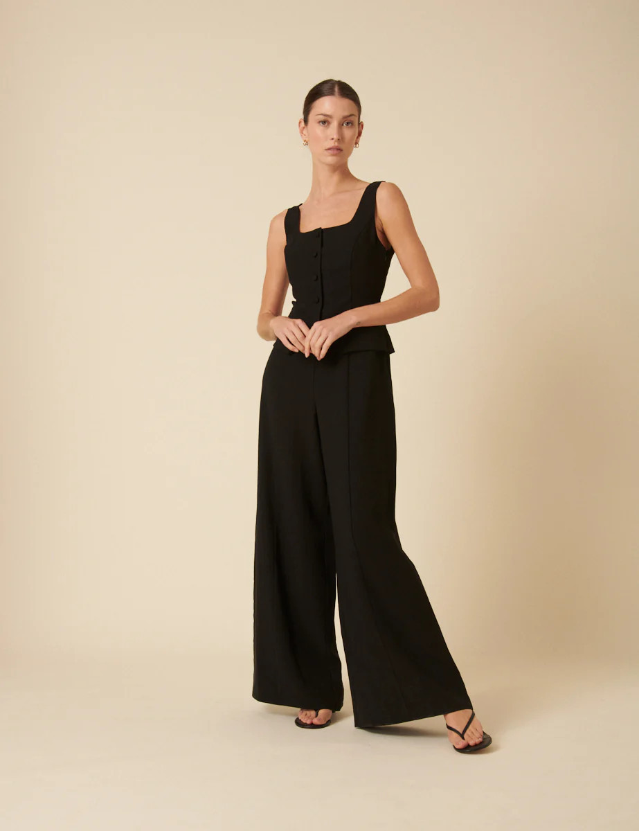 Black Square Neck Tailored Jumpsuit | Nobody's Child