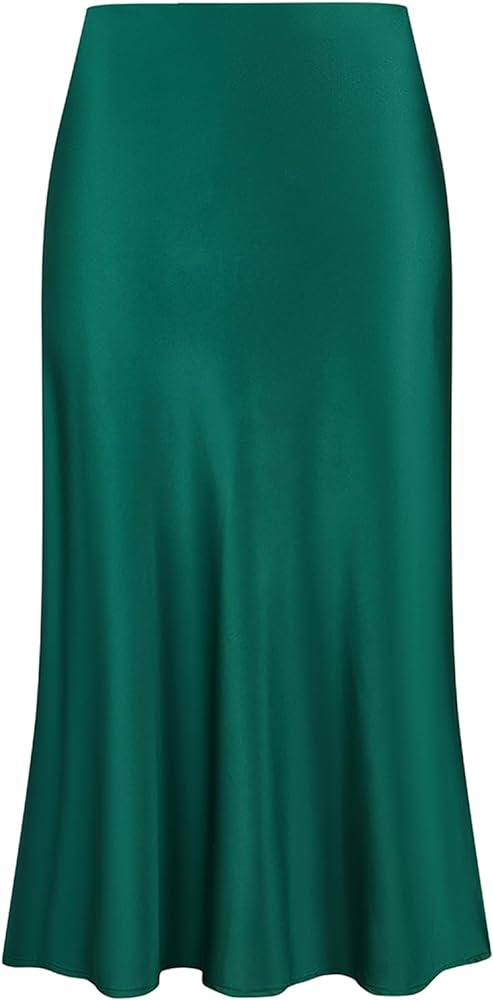 Keasmto Leopard Skirt for Women Midi Length High Waist Silk Satin Elasticized Cheetah Casual Ladi... | Amazon (US)