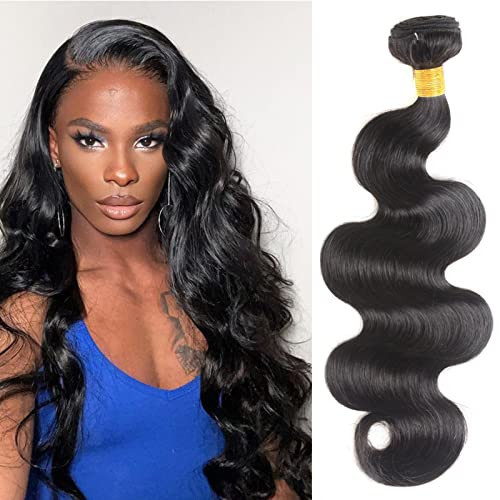 Brazilian Body Wave Bundles Human Hair 100% Unprocessed Virgin Human Hair Bundles Body Wave Natural Black Machine Double Weft Bundle 100G | Amazon (US)