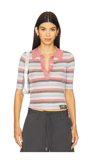 Light Sparkle Rib Polo Top in Multicolor | Revolve Clothing (Global)