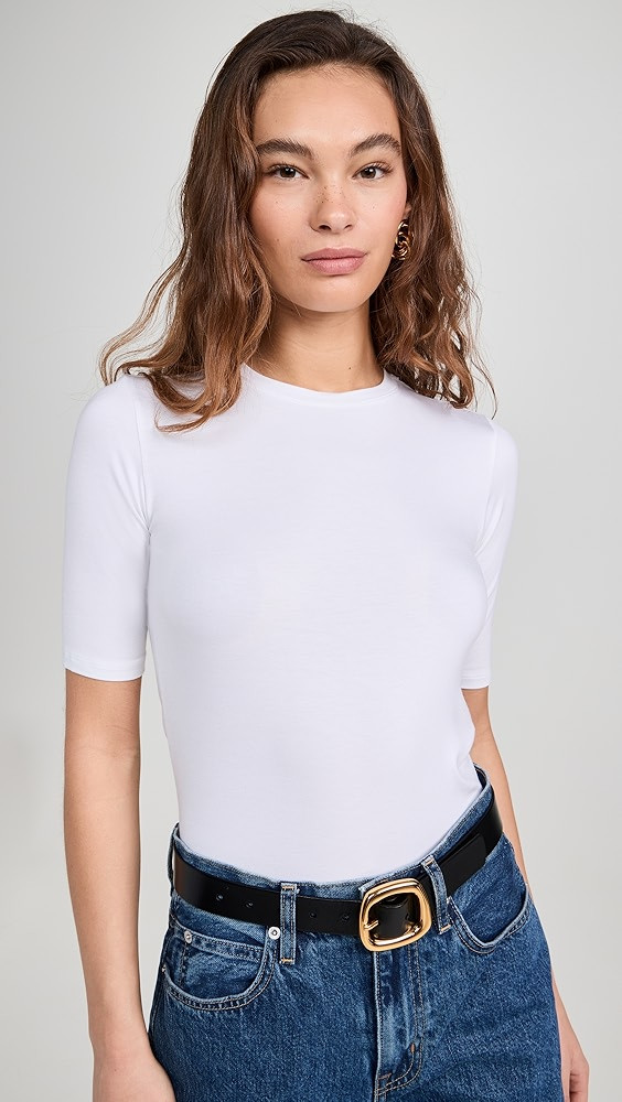 L'AGENCE Saundra Crew Neck 1/2 Sleeve Tee | Shopbop | Shopbop