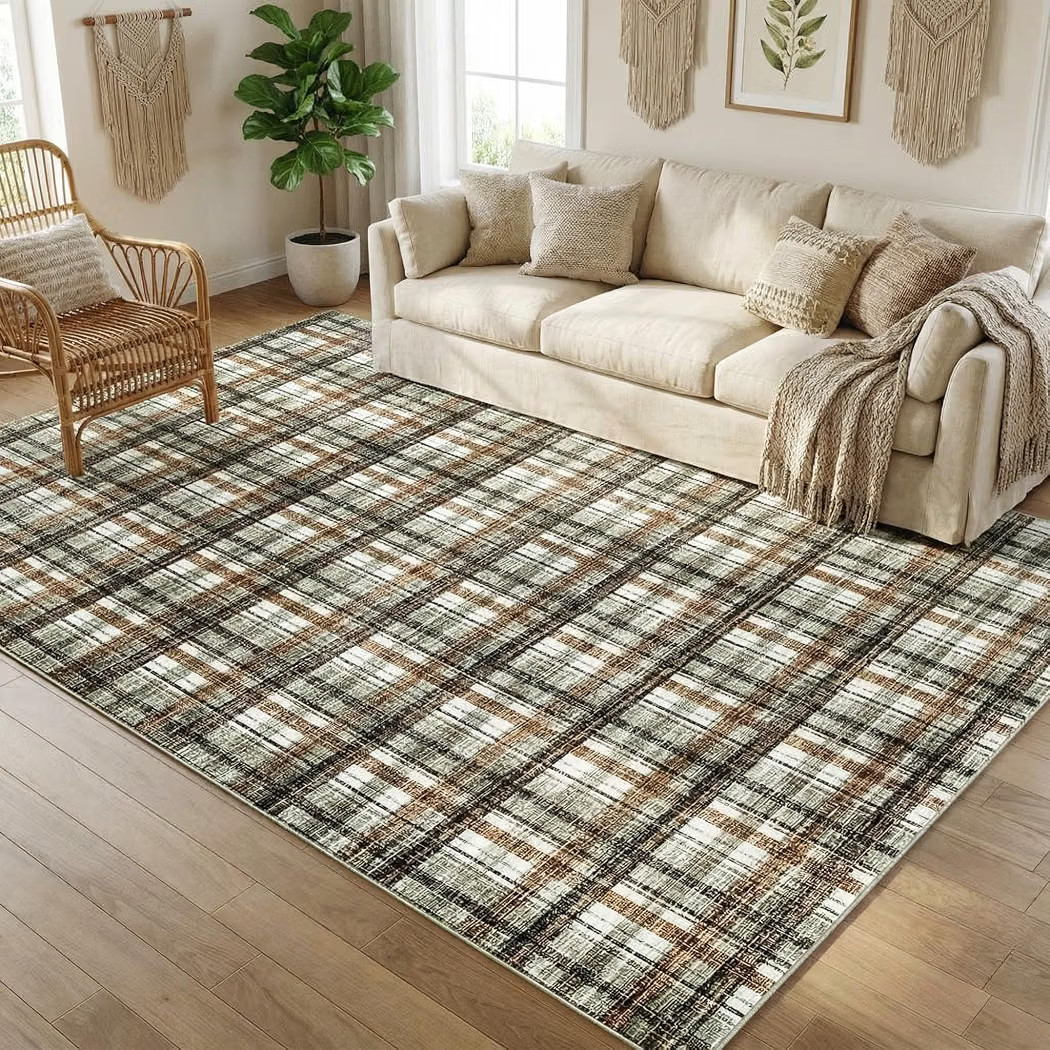Washable Area Rugs 4x6 Rug for Living Room Modern Non Slip Throw Rugs Soft Bedroom Rug Non Sheddi... | Amazon (US)