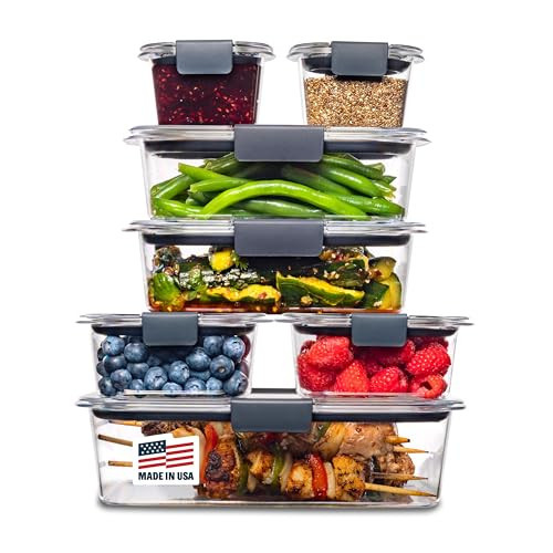 Rubbermaid Brilliance Food Storage Containers, 14 Piece Plastic Containers with Lids, BPA-Free, Leak Proof, Clear | Amazon (US)