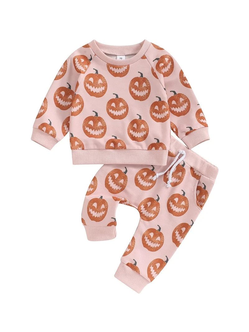 Lieserram Toddler Girls Halloween Outfits 0 6 12 18 24 Months 2T 3T Long Sleeve Pumpkin Print Swe... | Walmart (US)