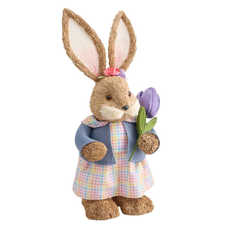 Sisal Girl Bunny with Flower, 20" | At Home