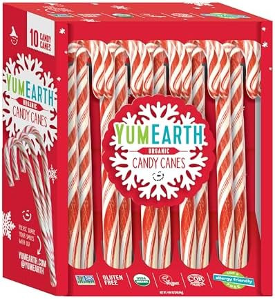YumEarth Organic Candy Canes - Individually Wrapped Full Size Peppermint Candy Canes - Allergy Fr... | Amazon (US)
