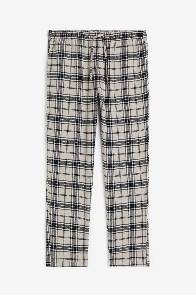 Regular Fit Flannel pyjama bottoms - Beige/Checked - Men | H&M GB | H&M (UK, MY, IN, SG, PH, TW, HK)