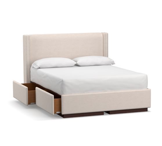 Harper Upholstered Non-Tufted Low Storage Platform Bed | Pottery Barn (US)