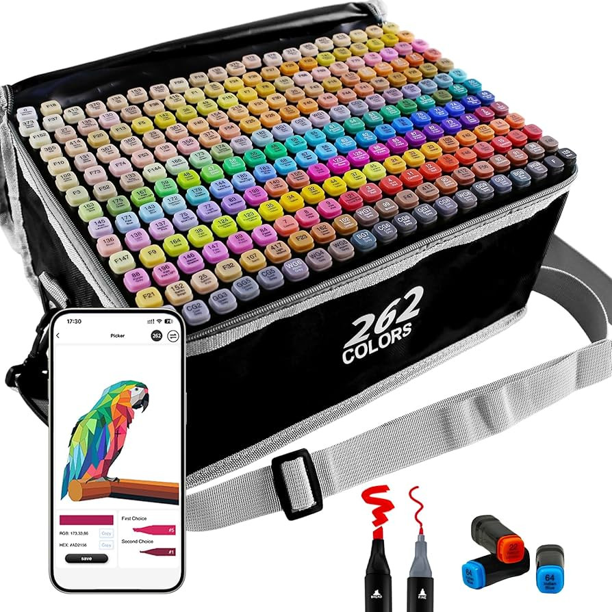 262 Colors Alcohol Markers with APP, Dual Tip Art Marker for Adults Coloring Books, Alcohol Ink B... | Amazon (US)
