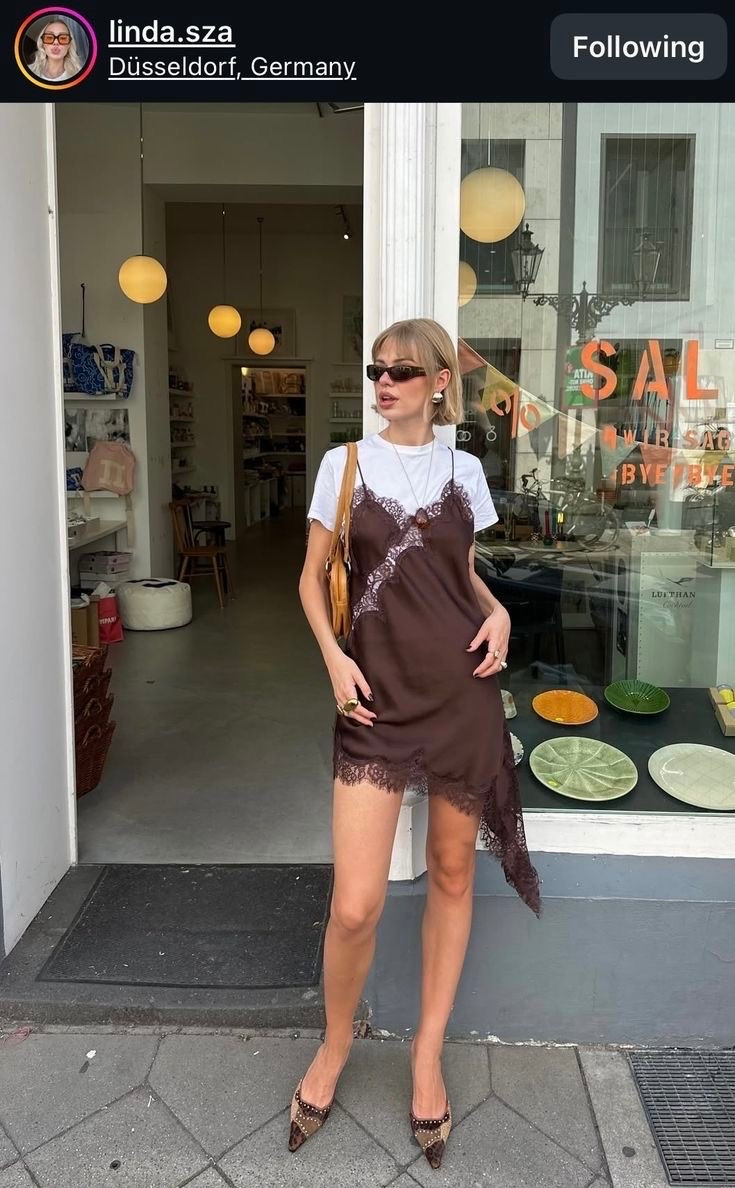 Dark brown dress
White top

#LTKPetite #LTKBeauty #LTKootd