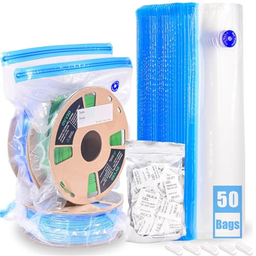 OVV3D Filament Storage Bags Kit 105pcs, 50 Bags 3D Printer Filament Storage Vacuum Sealed Kit with 50pcs Desiccant, Perfect for 3D Filament Storage or Using After Filament Dryer Box | Amazon (US)
