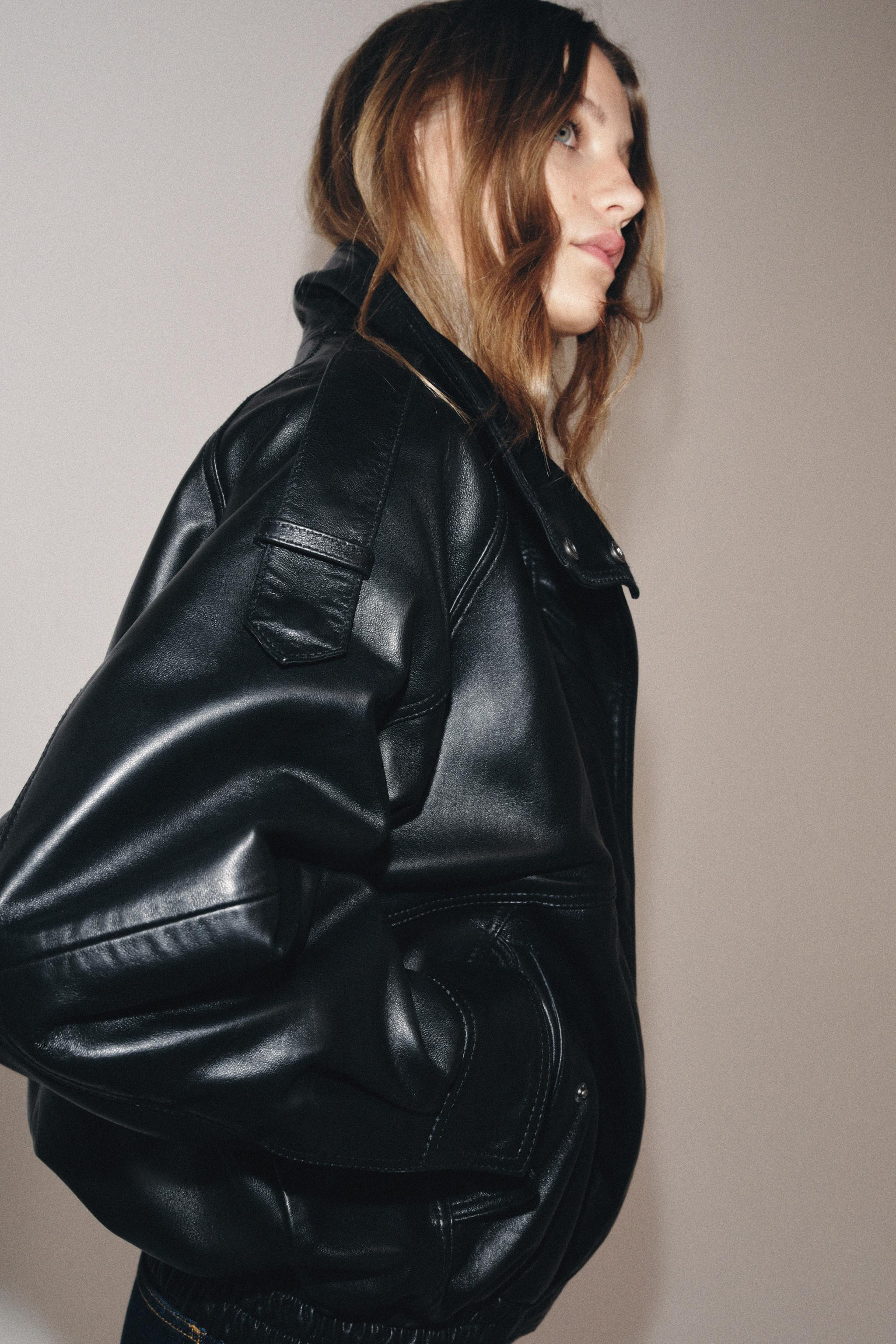 100% LEATHER JACKET ZW COLLECTION | Zara US
