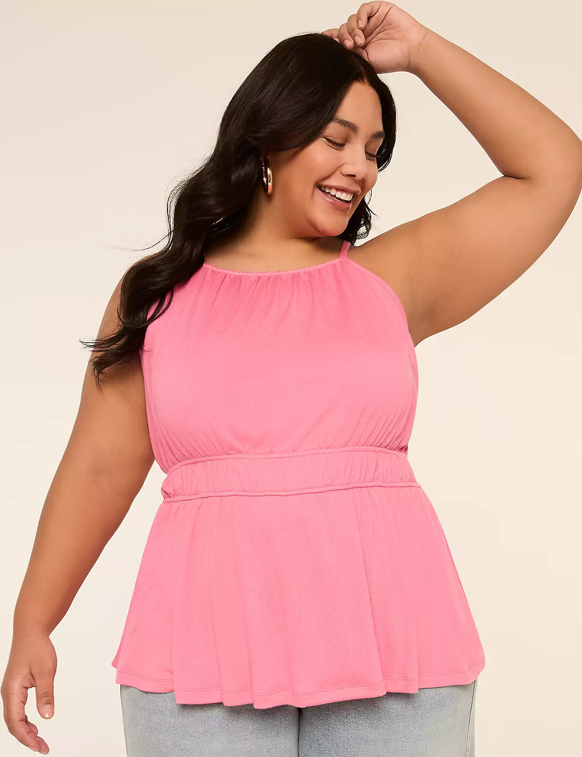 Apron Halter-Neck Peplum Tank | Lane Bryant (US)