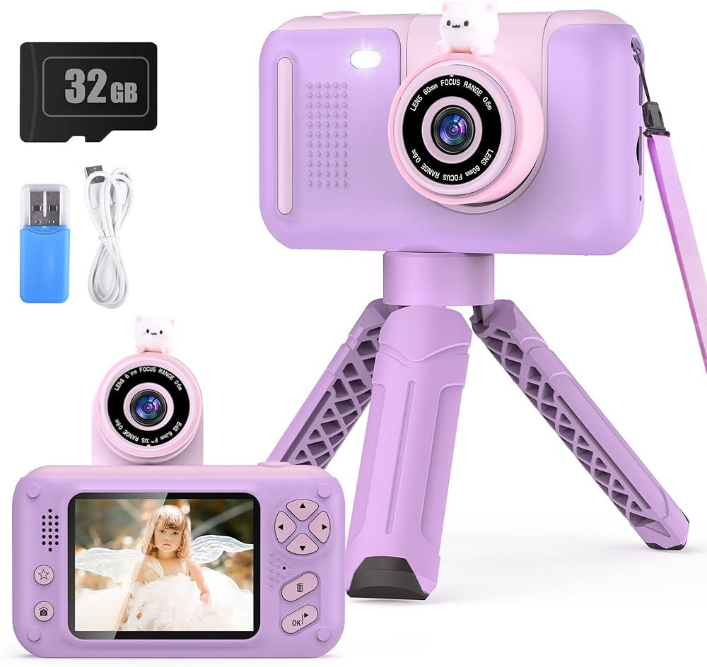 PURULU Upgraded Real 1080P Kids Camera with Flip-up Lens for Selfie & Video, 32GB SD Card Include... | Amazon (US)