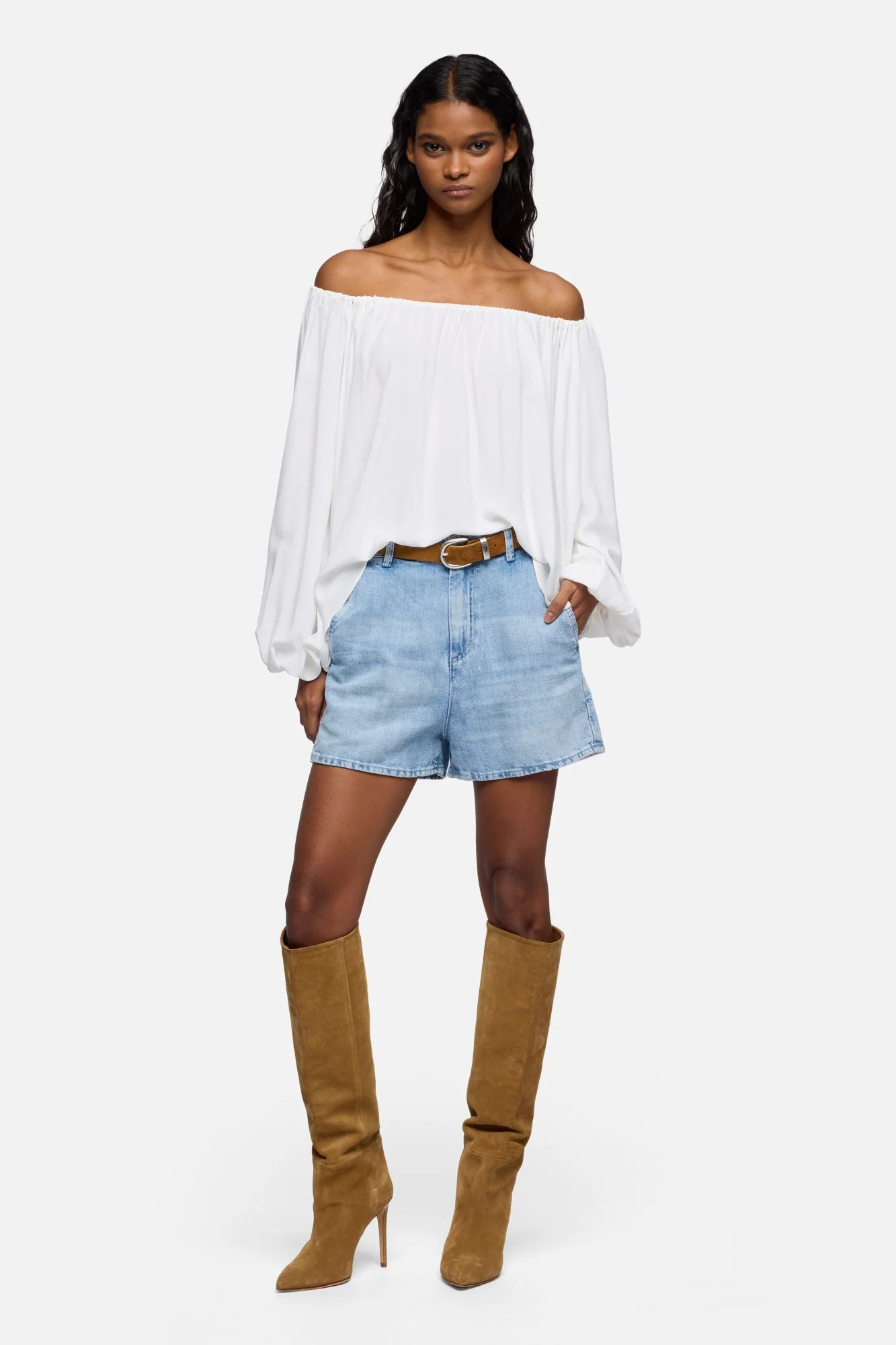 OFF SHOULDER BLOUSE in Silk | 7 For All Mankind