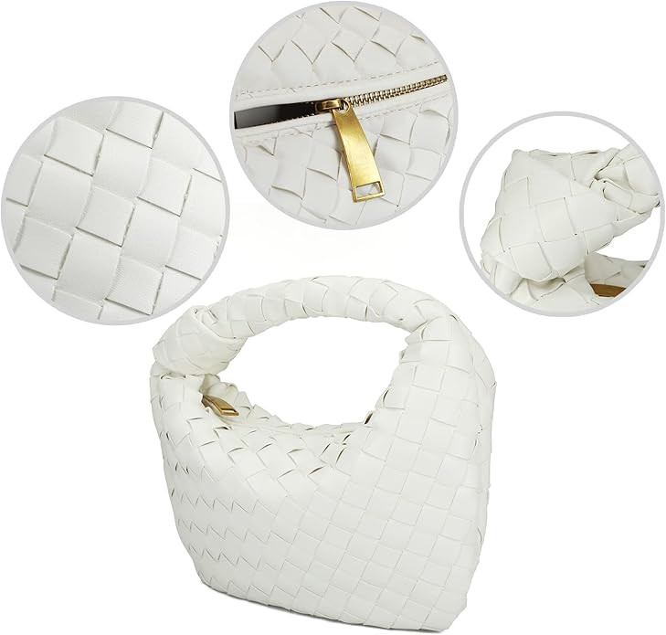 Woven Handbag,Soft Leather Shoulder Bag Clutch Bag For Women 2022 Handmade Hobo bag Fashion Dumpl... | Amazon (US)