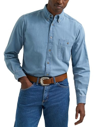 Wrangler Men’s Rugged Wear Basic One Pocket Denim Shirt | Amazon (US)